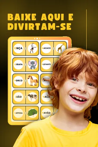 Jogo dominó do alfabeto com animais